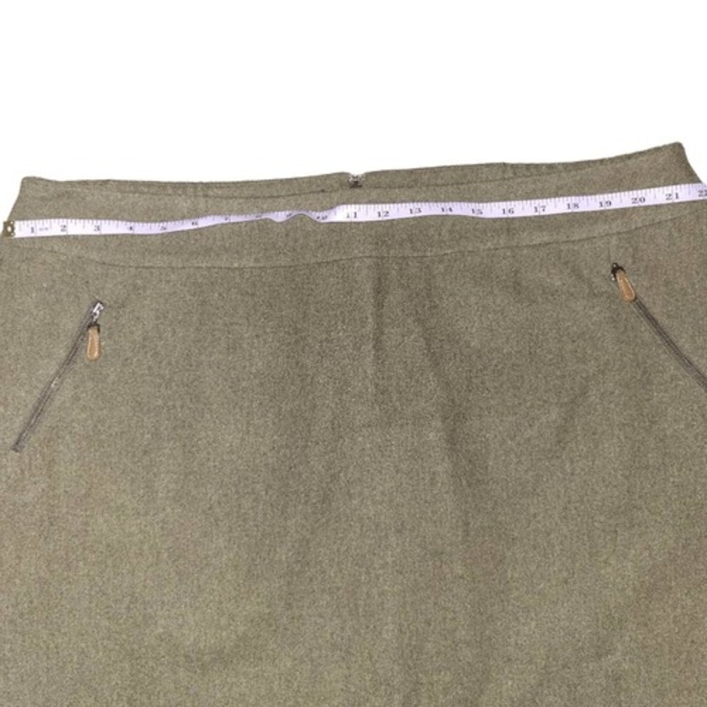 Talbots Woman Wool Blend Skirt Zip Pockets ALine Mini Size 18W‎ Khaki Brown - Picture 9 of 10